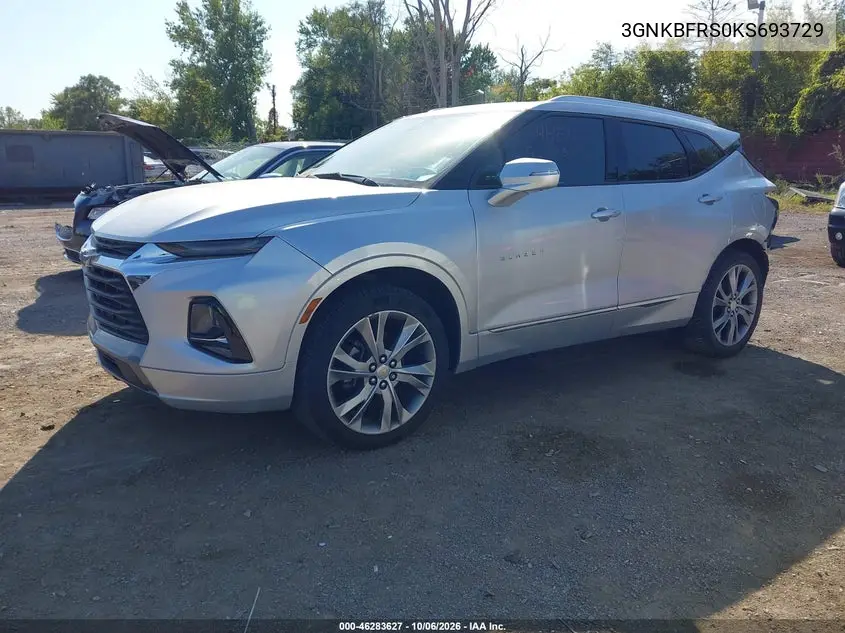 2019 CHEVROLET BLAZER VIN 3GNKBFRS0KS693729 — фото 2