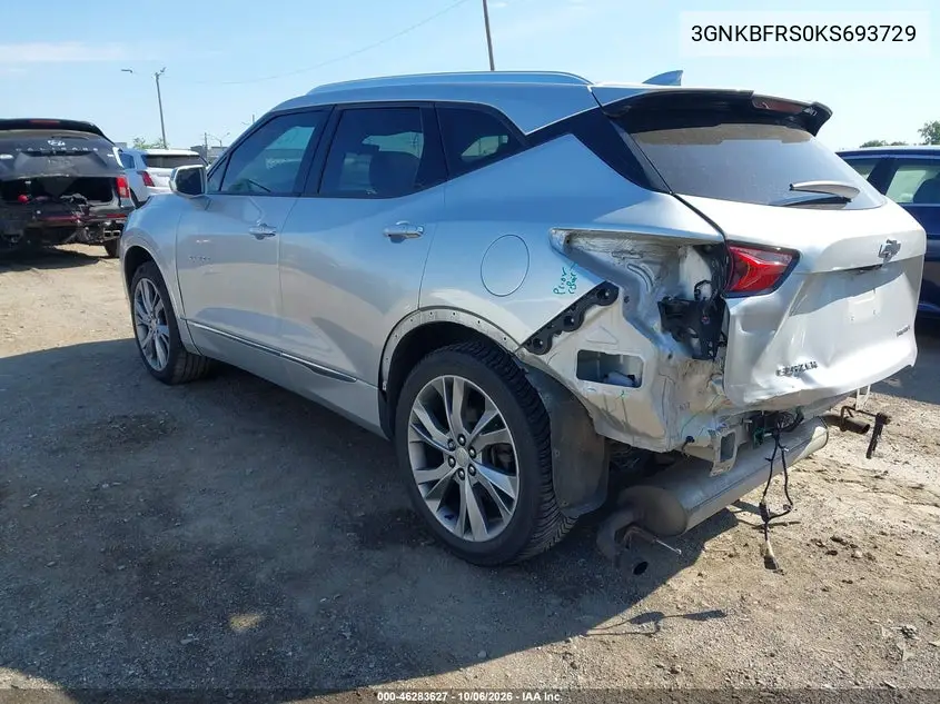 2019 CHEVROLET BLAZER VIN 3GNKBFRS0KS693729 — фото 3