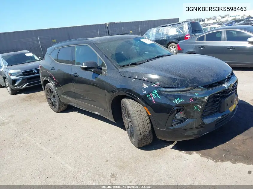 CHEVROLET BLAZER 2019, VIN 3GNKBERS3KS598463