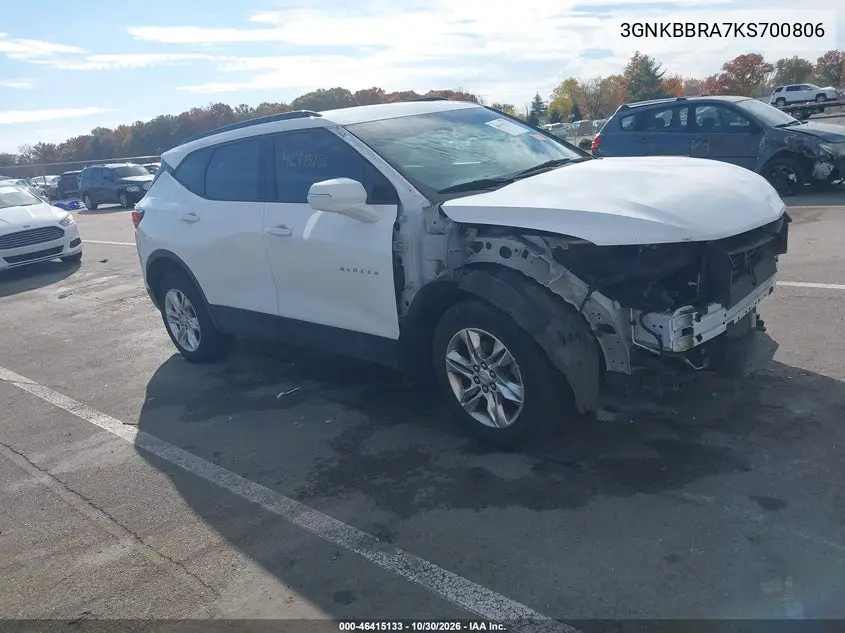 CHEVROLET BLAZER 2019, VIN 3GNKBBRA7KS700806