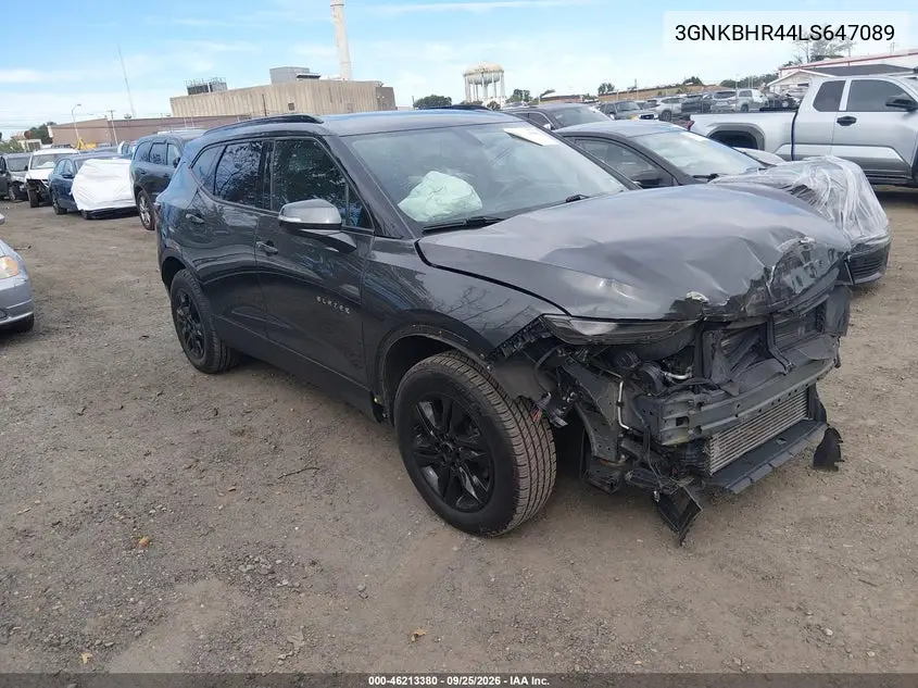 CHEVROLET BLAZER 2020, VIN 3GNKBHR44LS647089
