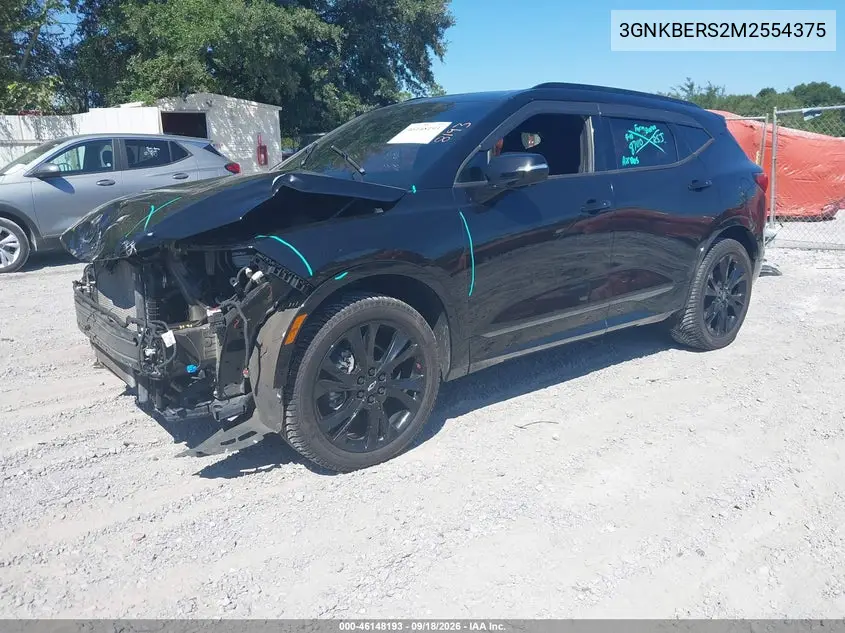 2021 CHEVROLET BLAZER VIN 3GNKBERS2MS554375 — фото 2