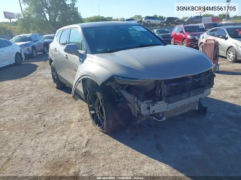 CHEVROLET BLAZER 2021, VIN 3GNKBCRS4MS561705