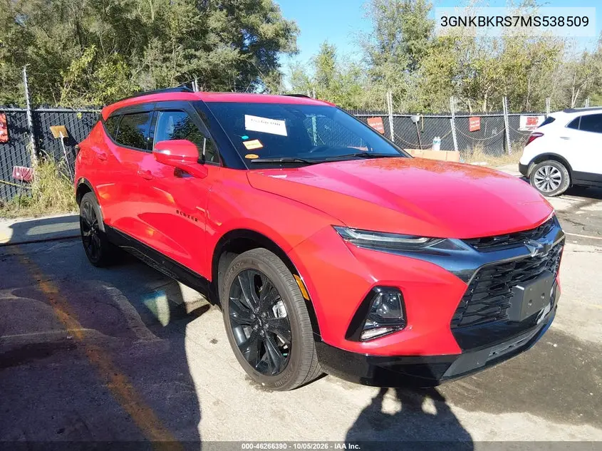 CHEVROLET BLAZER 2021, VIN 3GNKBKRS7MS538509