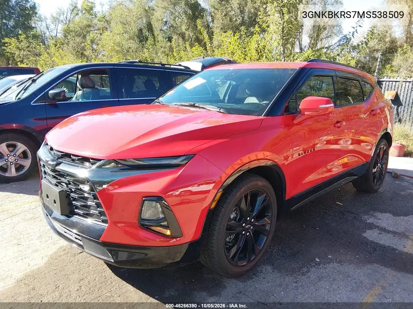 2021 CHEVROLET BLAZER VIN 3GNKBKRS7MS538509 — фото 2