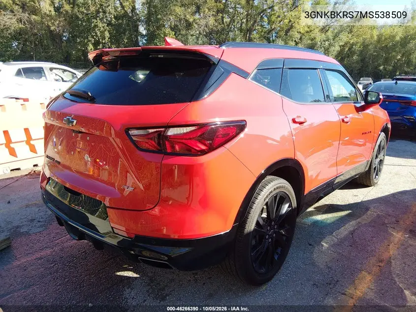 2021 CHEVROLET BLAZER VIN 3GNKBKRS7MS538509 — фото 4