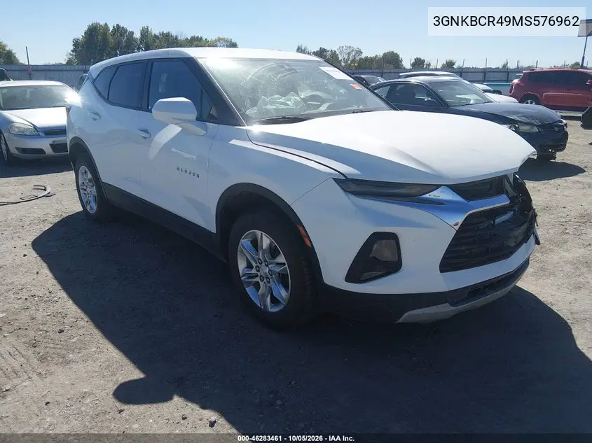 CHEVROLET BLAZER 2021, VIN 3GNKBCR49MS576962