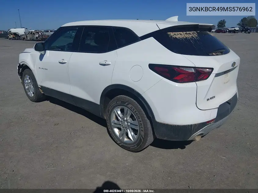 2021 CHEVROLET BLAZER VIN 3GNKBCR49MS576962 — фото 3