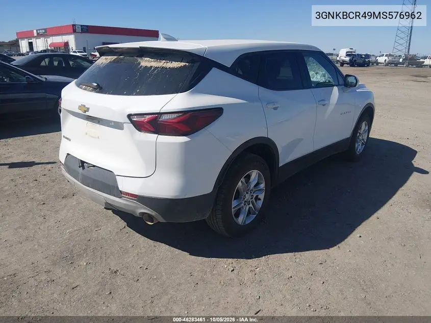 2021 CHEVROLET BLAZER VIN 3GNKBCR49MS576962 — фото 4