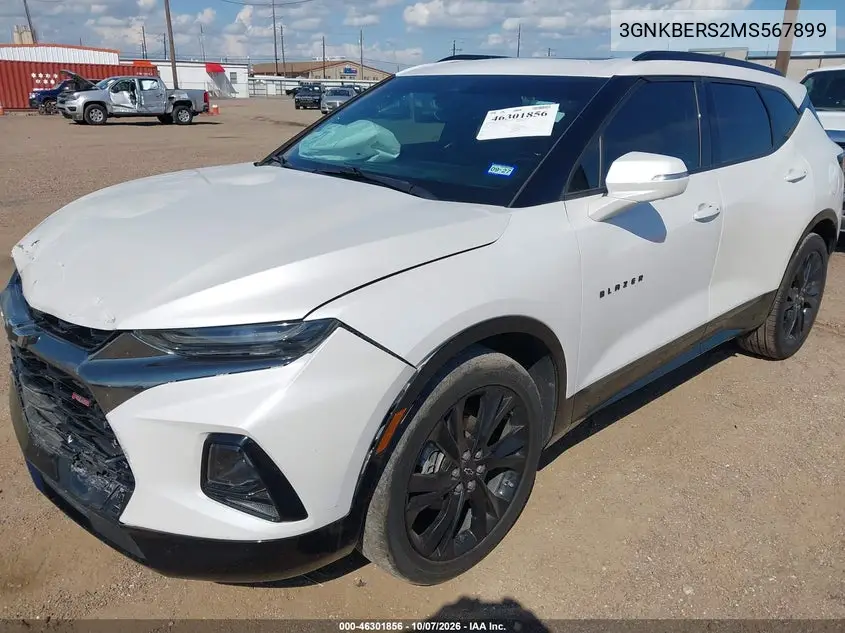 2021 CHEVROLET BLAZER VIN 3GNKBERS2MS567899 — фото 2