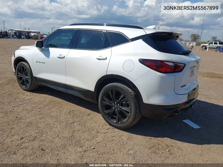 2021 CHEVROLET BLAZER VIN 3GNKBERS2MS567899 — фото 3