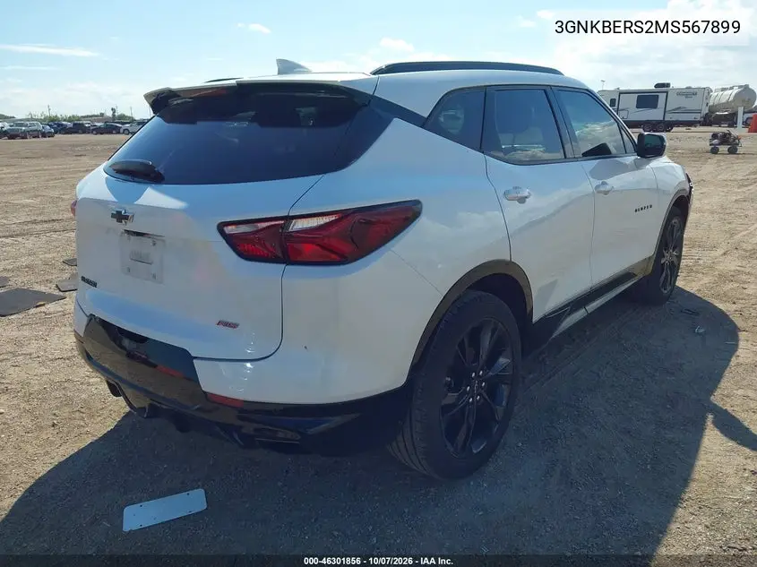 2021 CHEVROLET BLAZER VIN 3GNKBERS2MS567899 — фото 4