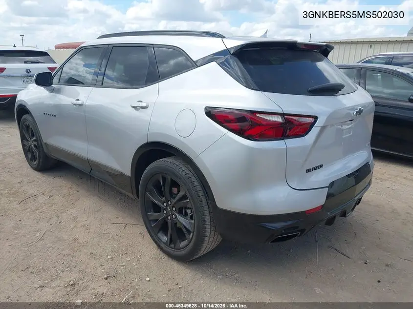 2021 CHEVROLET BLAZER VIN 3GNKBERS5MS502030 — фото 3