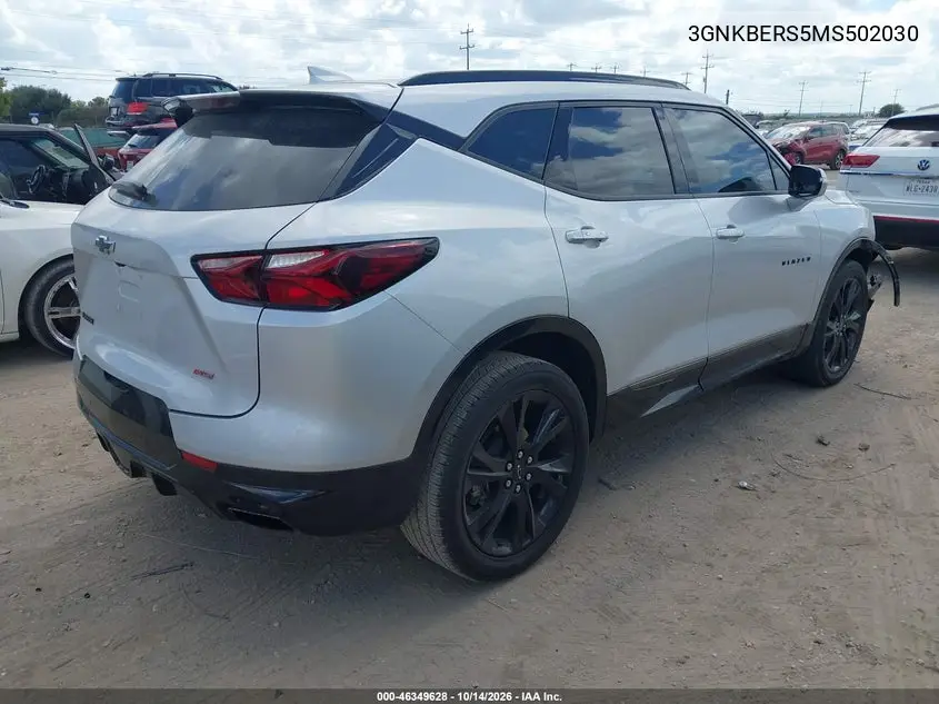 2021 CHEVROLET BLAZER VIN 3GNKBERS5MS502030 — фото 4
