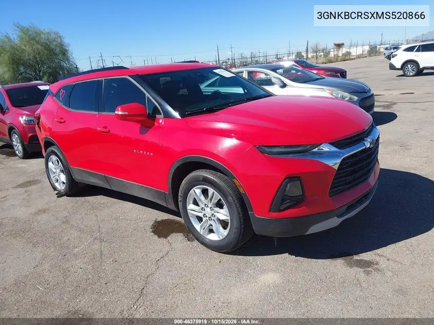 CHEVROLET BLAZER 2021, VIN 3GNKBCRSXMS520866