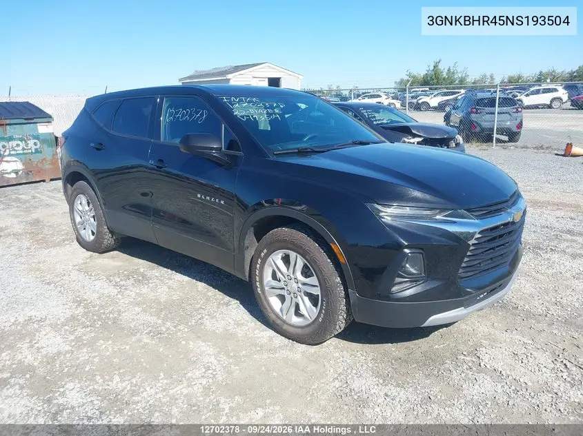 CHEVROLET BLAZER 2022, VIN 3GNKBHR45NS193504
