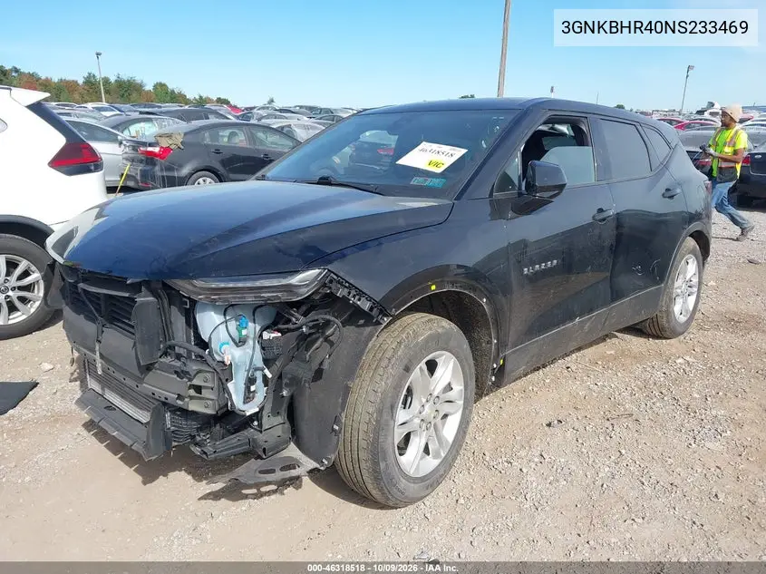 2022 CHEVROLET BLAZER VIN 3GNKBHR40NS233469 — фото 2