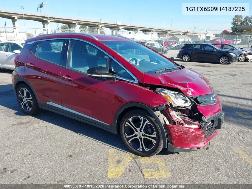 CHEVROLET BOLT 2017, VIN 1G1FX6S09H4187225
