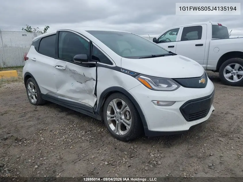 CHEVROLET BOLT 2018, VIN 1G1FW6S05J4135194