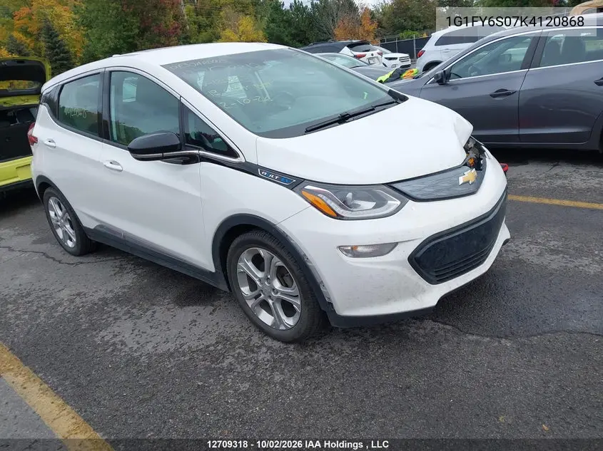 CHEVROLET BOLT 2019, VIN 1G1FY6S07K4120868