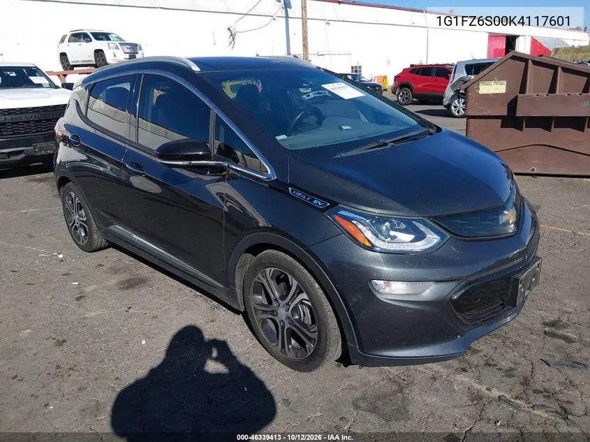 CHEVROLET BOLT 2019, VIN 1G1FZ6S00K4117601