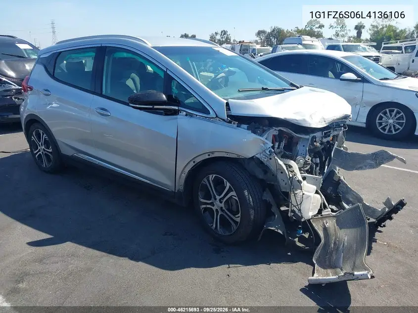 CHEVROLET BOLT 2020, VIN 1G1FZ6S06L4136106