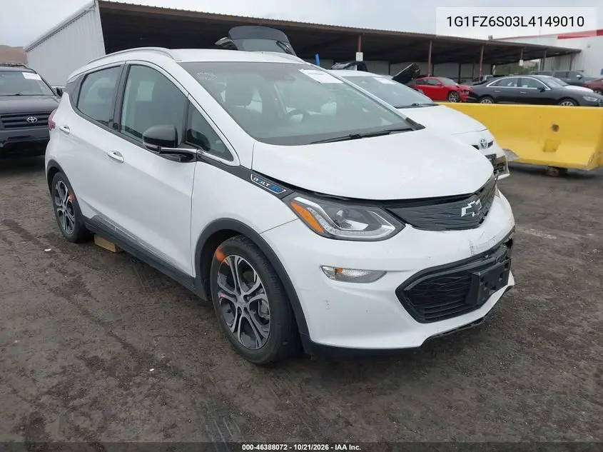 CHEVROLET BOLT 2020, VIN 1G1FZ6S03L4149010