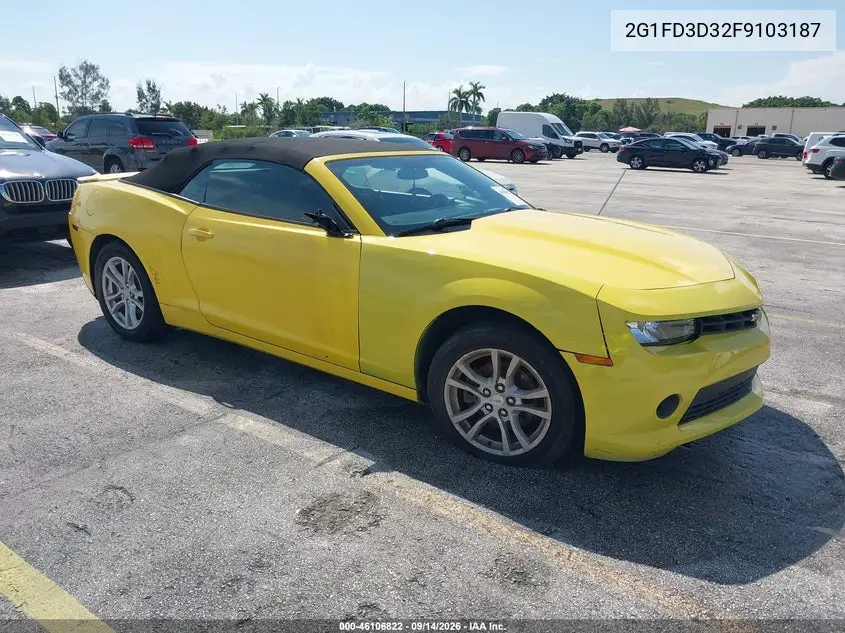 CHEVROLET CAMARO 2015, VIN 2G1FD3D32F9103187