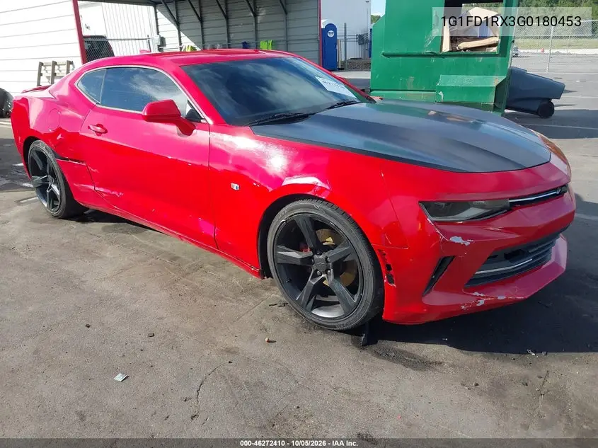 CHEVROLET CAMARO 2016, VIN 1G1FD1RX3G0180453
