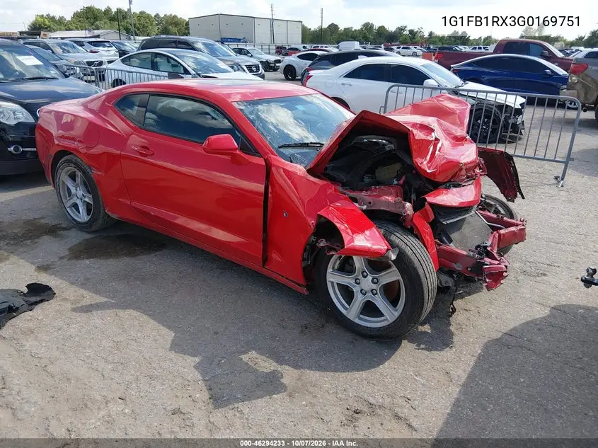 CHEVROLET CAMARO 2016, VIN 1G1FB1RX3G0169751