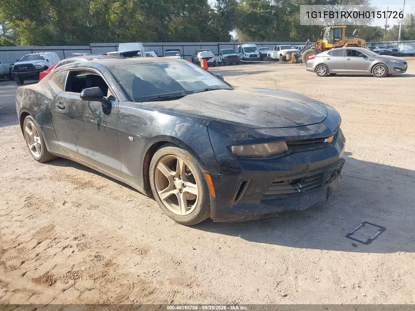 CHEVROLET CAMARO 2017, VIN 1G1FB1RX0H0151726