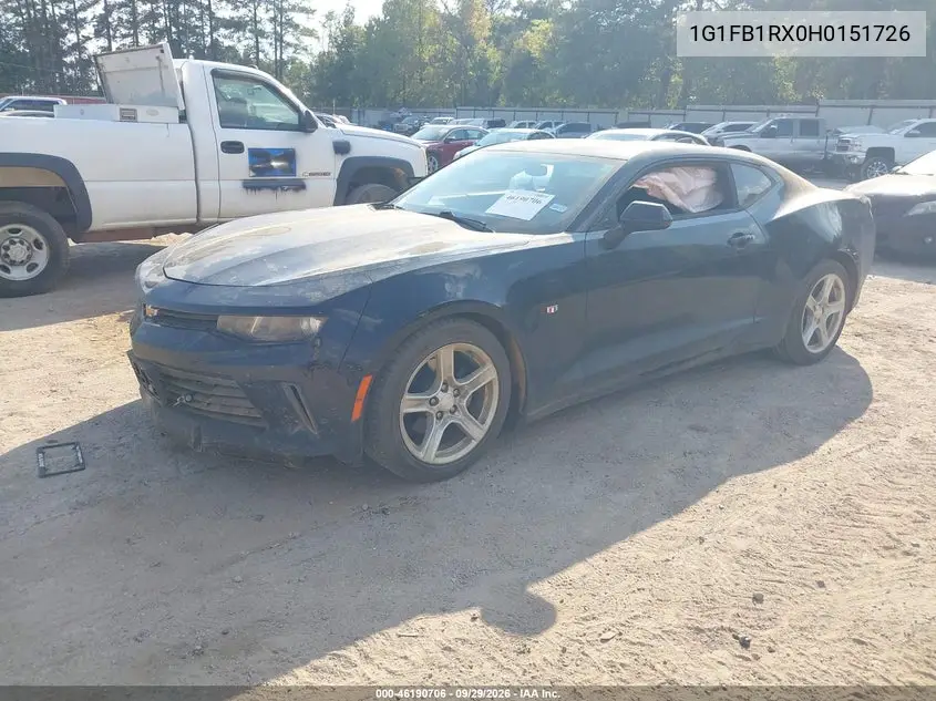 2017 CHEVROLET CAMARO VIN 1G1FB1RX0H0151726 — фото 2
