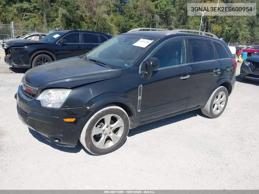 2014 CHEVROLET CAPTIVA SPORT VIN 3GNAL3EK2ES600954 — фото 2