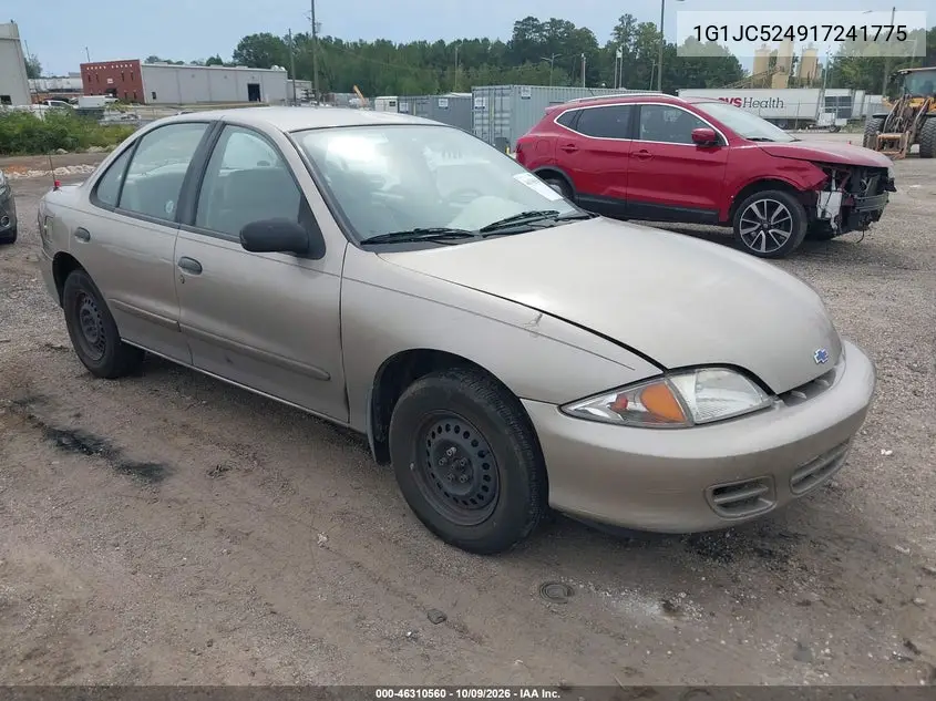 CHEVROLET CAVALIER 2001, VIN 1G1JC524917241775