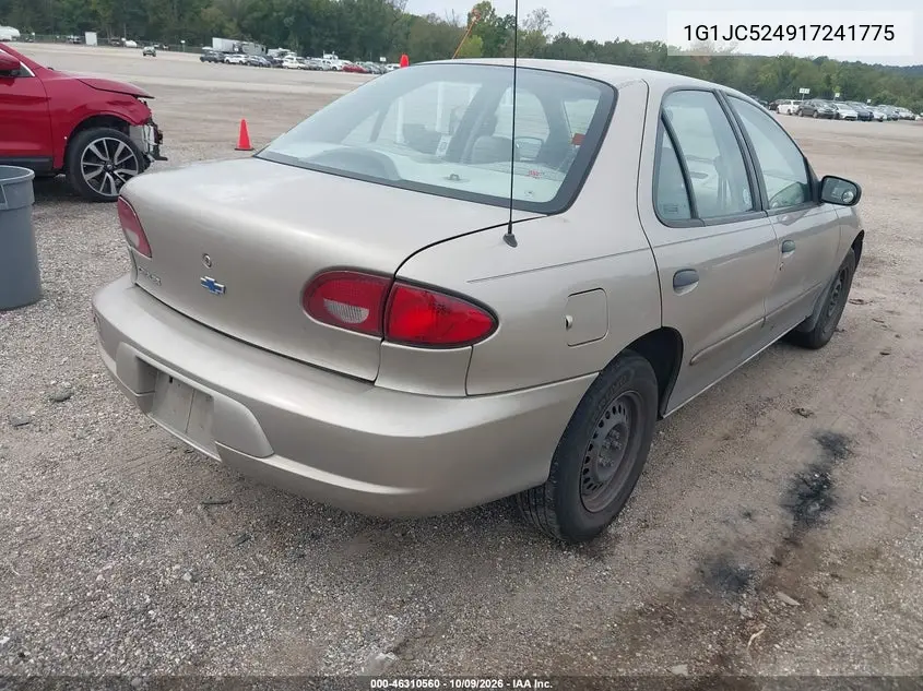 2001 CHEVROLET CAVALIER VIN 1G1JC524917241775 — фото 4