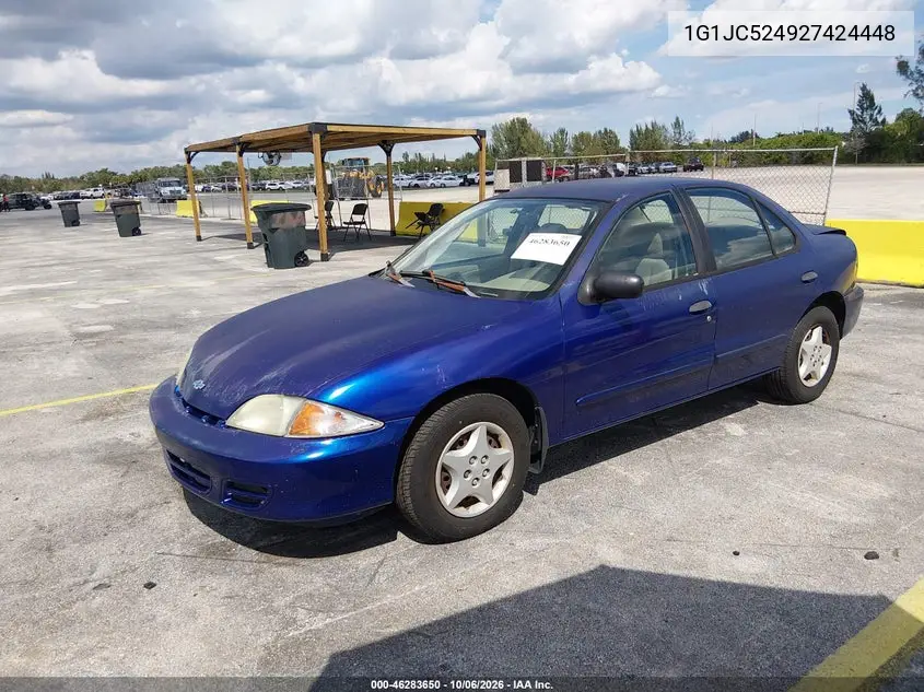 2002 CHEVROLET CAVALIER VIN 1G1JC524927424448 — фото 2