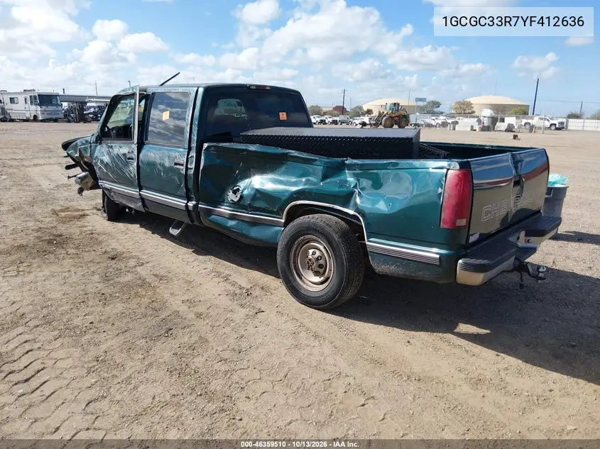 2000 CHEVROLET C/K VIN 1GCGC33R7YF412636 — фото 3