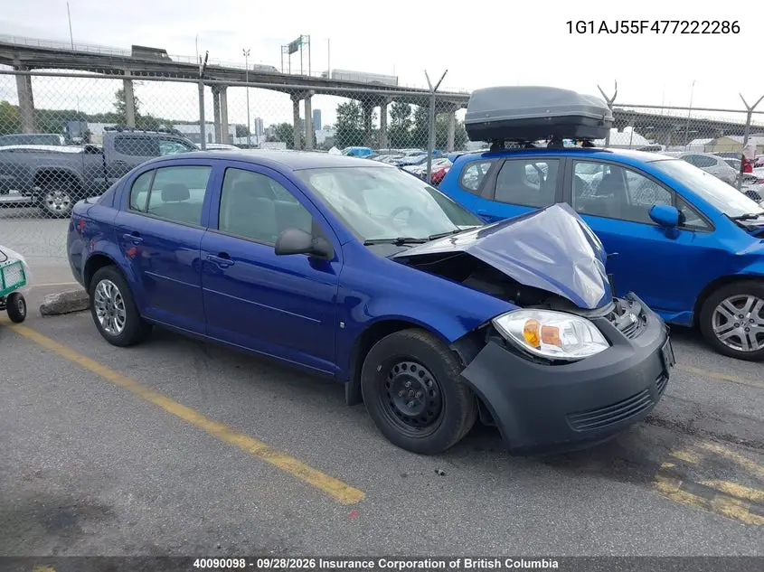 CHEVROLET COBALT 2007, VIN 1G1AJ55F477222286