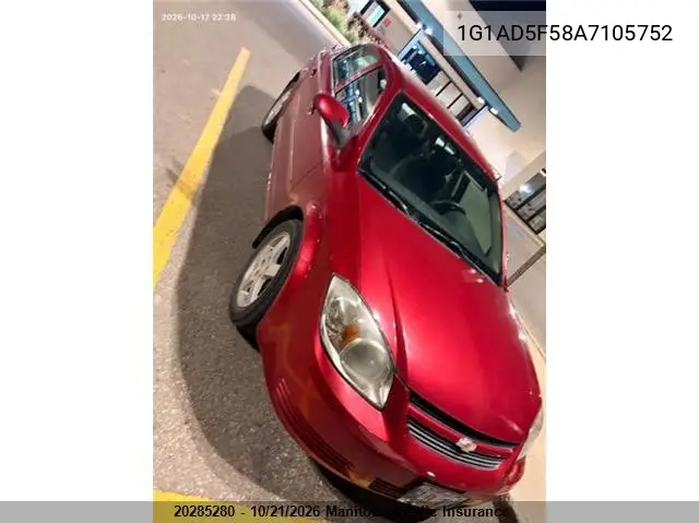 CHEVROLET COBALT 2010, VIN 1G1AD5F58A7105752