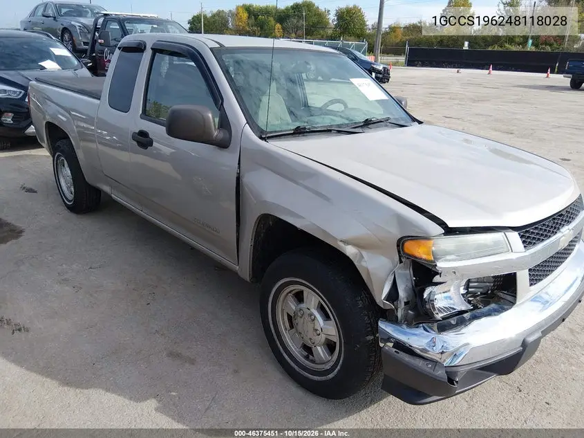 CHEVROLET COLORADO 2004, VIN 1GCCS196248118028