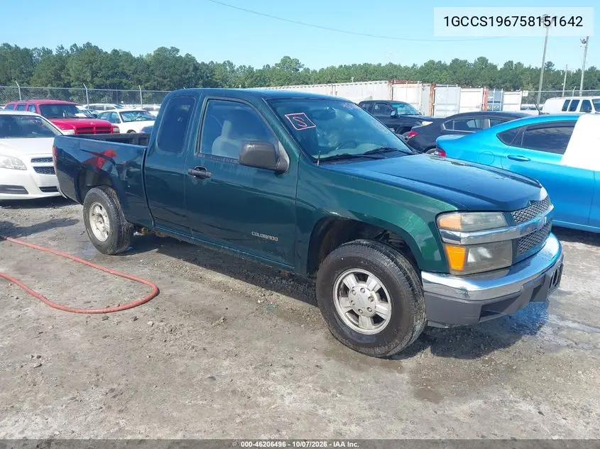 CHEVROLET COLORADO 2005, VIN 1GCCS196758151642