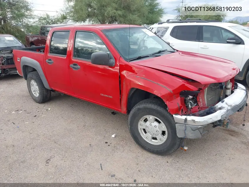 CHEVROLET COLORADO 2005, VIN 1GCDT136858190203