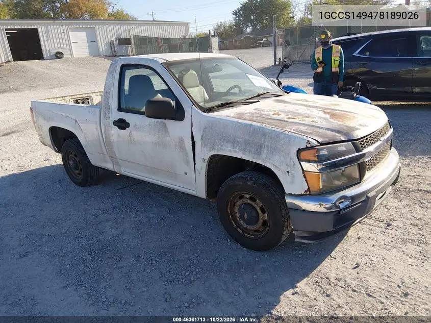 CHEVROLET COLORADO 2007, VIN 1GCCS149478189026