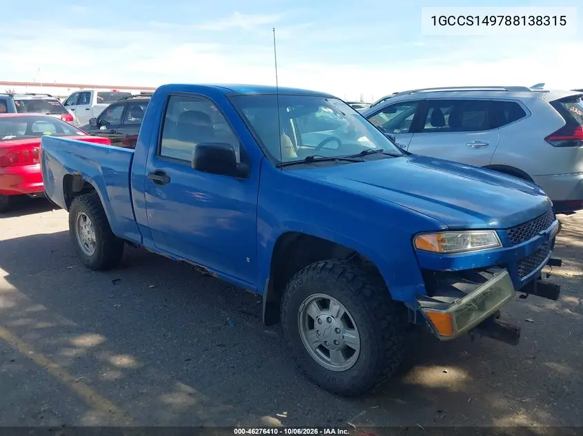 CHEVROLET COLORADO 2008, VIN 1GCCS149788138315