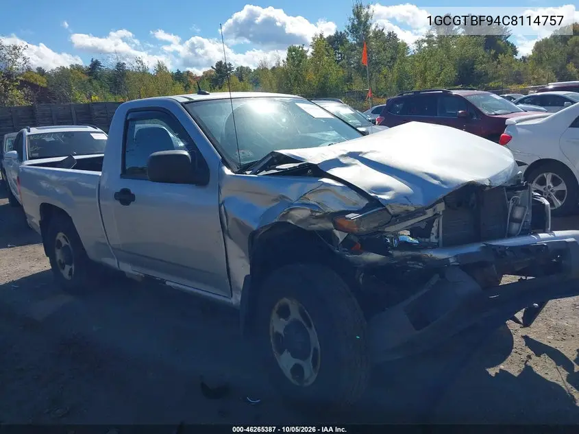 CHEVROLET COLORADO 2012, VIN 1GCGTBF94C8114757