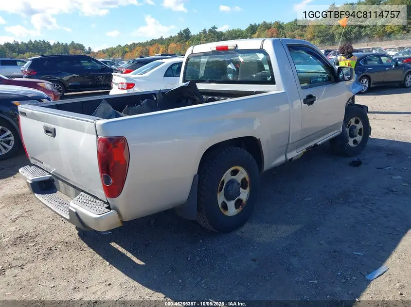 2012 CHEVROLET COLORADO VIN 1GCGTBF94C8114757 — фото 4