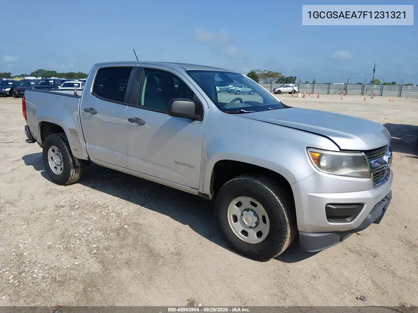 CHEVROLET COLORADO 2015, VIN 1GCGSAEA7F1231321