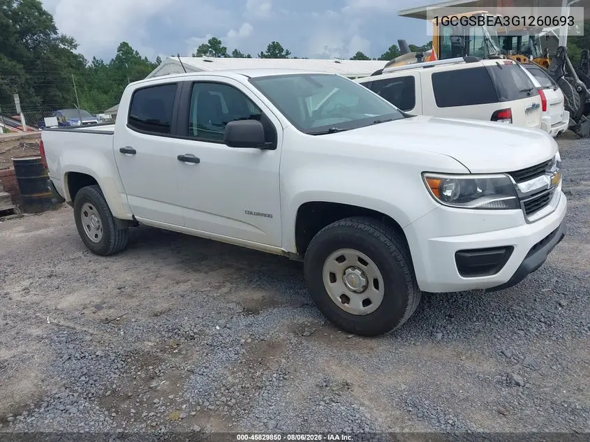 CHEVROLET COLORADO 2016, VIN 1GCGSBEA3G1260693