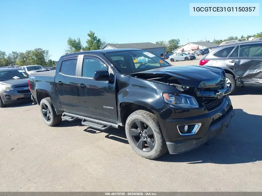 CHEVROLET COLORADO 2016, VIN 1GCGTCE31G1150357
