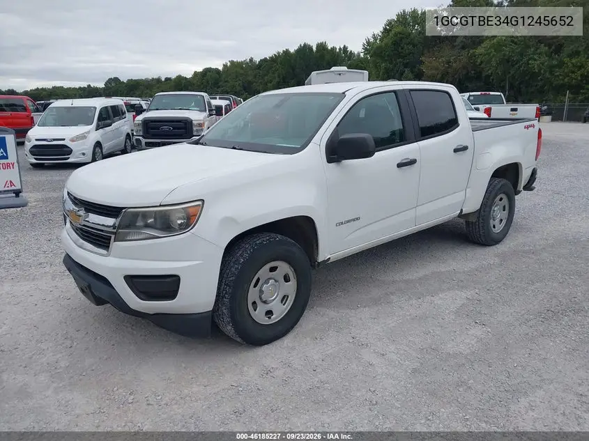 2016 CHEVROLET COLORADO VIN 1GCGTBE34G1245652 — фото 2
